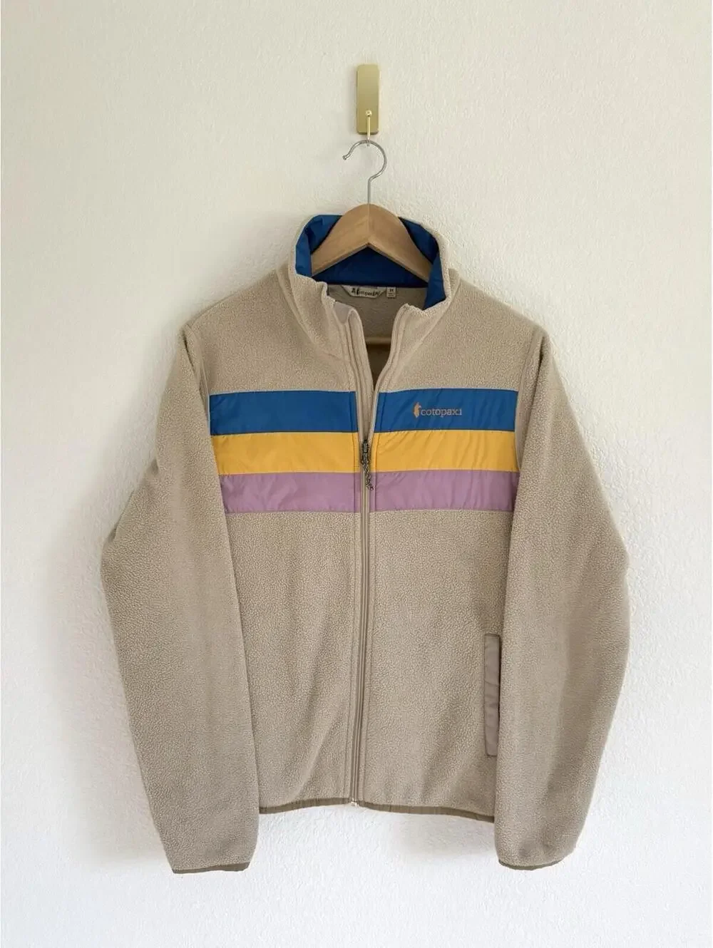 Cotopaxi Teca Fleece Jacket Full Zip Women’s Size Medium M Beige Striped - Picture 2 of 8